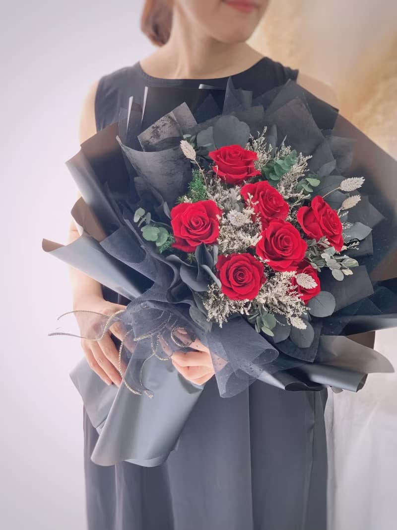 紅玫瑰永生花束 乾燥花永生花束 告白花束 生日禮物 情人節花束