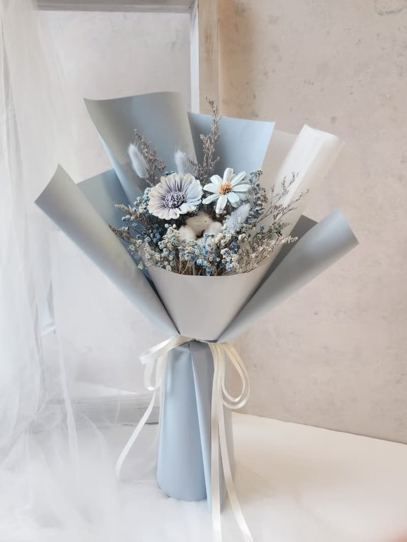 滿天星太陽花畢業花束 中長款 擴香太陽花 畢業花禮 乾燥花花束