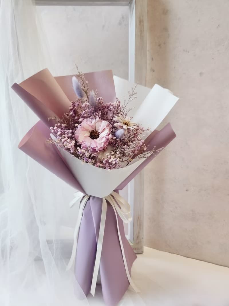 滿天星太陽花畢業花束 中長款 擴香太陽花 畢業花禮 乾燥花花束