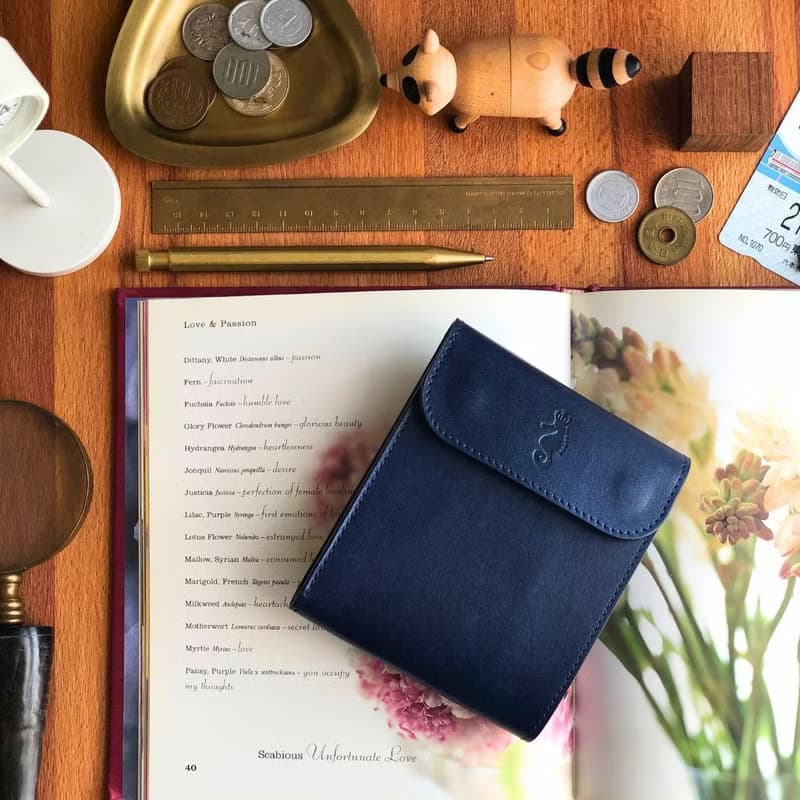 日本製【Takumicsタクミクス】短皮夾 短銀包 姬路藍染革 Indigo