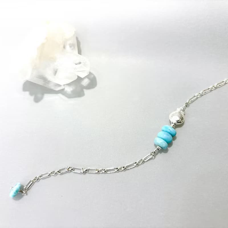 Ops  Larimar Silver bracelet -拉利瑪石/限定/純銀/天然石/手鍊