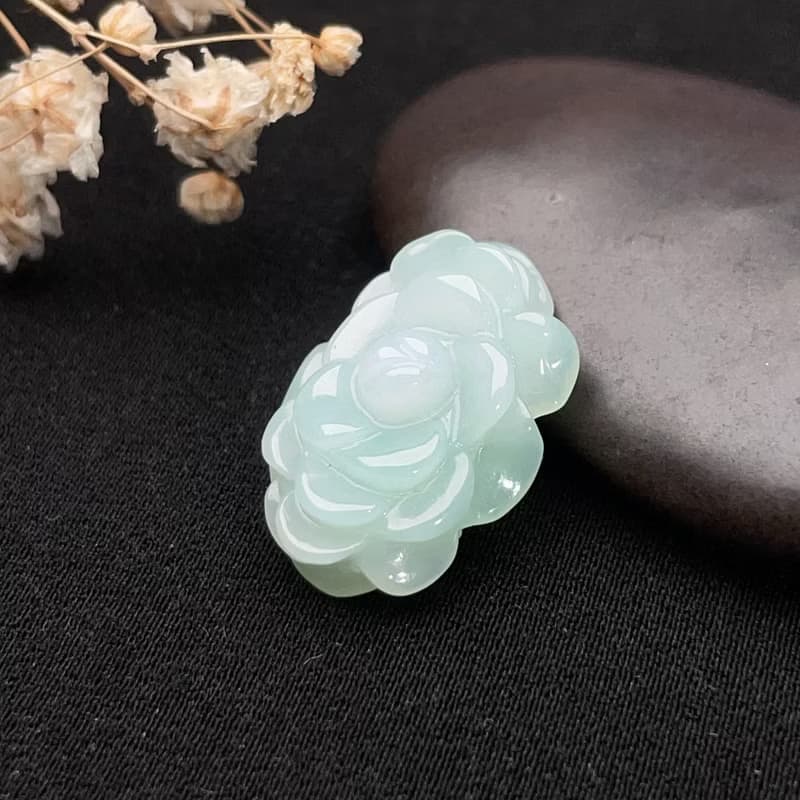 冰飄綠翡翠牡丹花 | 天然緬甸玉翡翠A貨 | 送禮