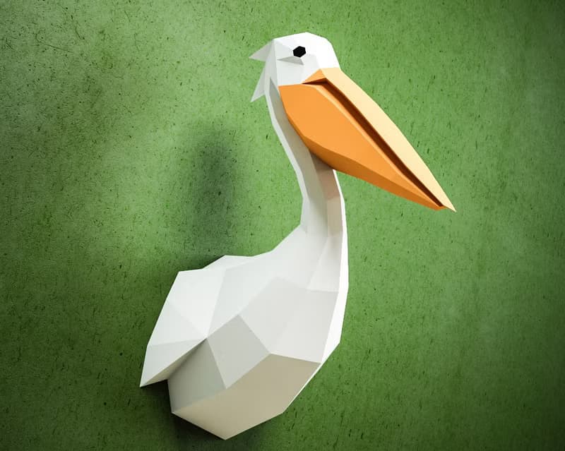 【數位】DIY Paper Pelican 3D, Papercraft sculpture, Paper craft model, DIGITAL TEMPLATE