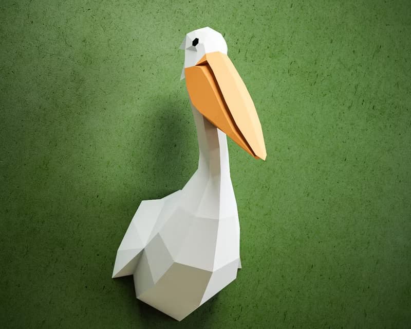 【數位】DIY Paper Pelican 3D, Papercraft sculpture, Paper craft model, DIGITAL TEMPLATE