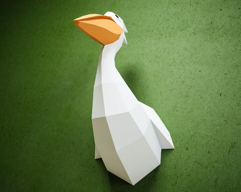 【數位】DIY Paper Pelican 3D, Papercraft sculpture, Paper craft model, DIGITAL TEMPLATE
