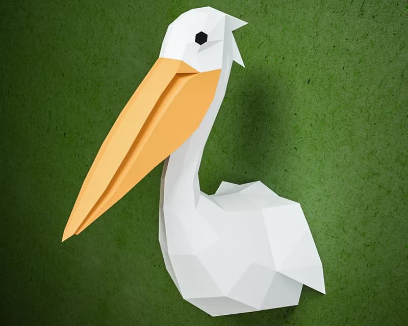 【數位】DIY Paper Pelican 3D, Papercraft sculpture, Paper craft model, DIGITAL TEMPLATE