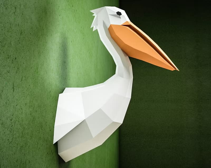 【數位】DIY Paper Pelican 3D, Papercraft sculpture, Paper craft model, DIGITAL TEMPLATE