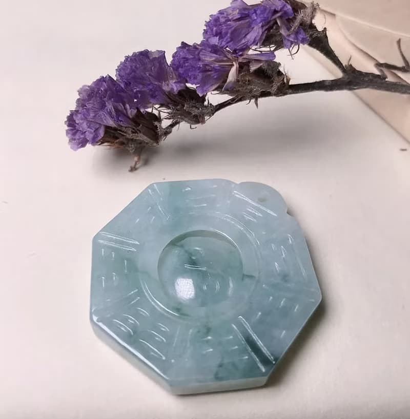 【擋煞‧避邪】飄花翡翠八卦項鍊 | 天然緬甸玉A貨翡翠 | 送禮