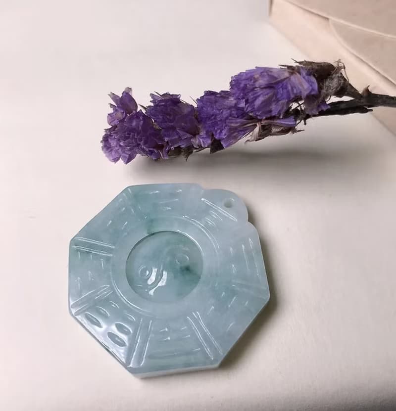 【擋煞‧避邪】飄花翡翠八卦項鍊 | 天然緬甸玉A貨翡翠 | 送禮