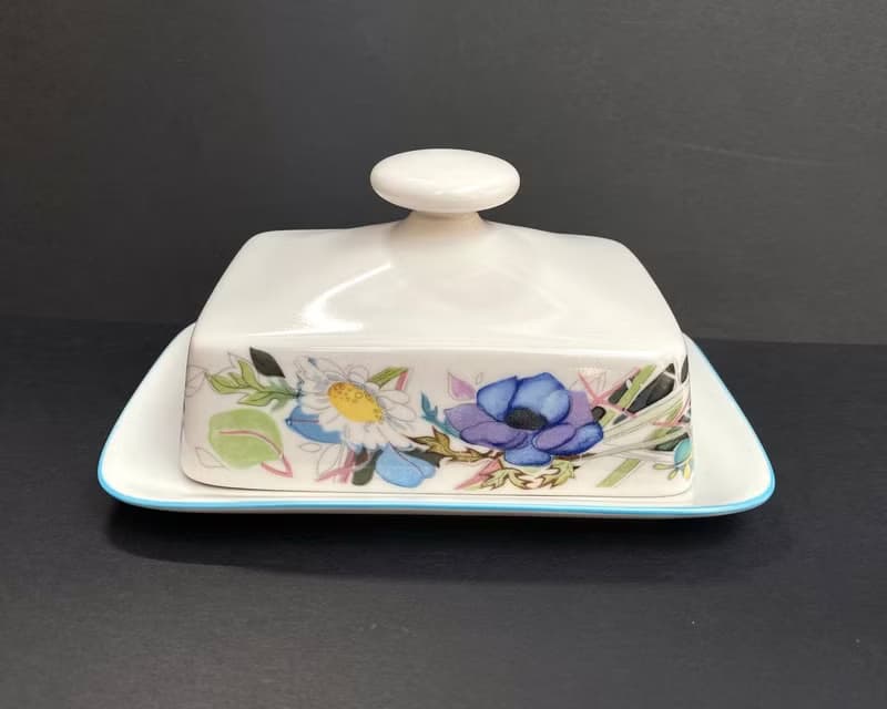 Goebel Jardin 系列陶瓷復古黃油/奶酪盤 |聯邦德國