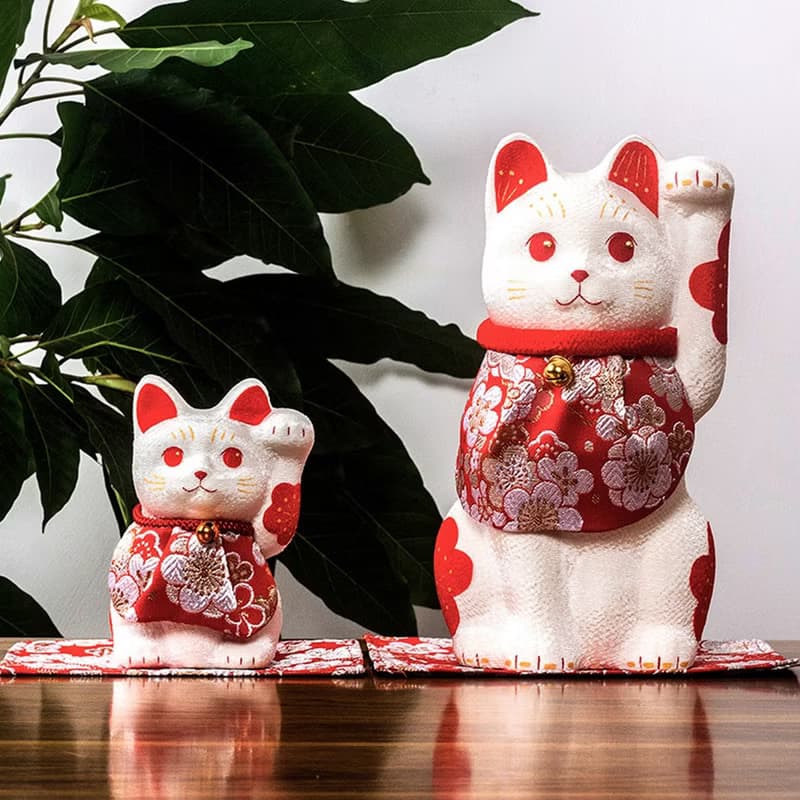 日本進口龍虎作招財貓絹布陶瓷生日禮物結婚開業創意擺件家居飾品
