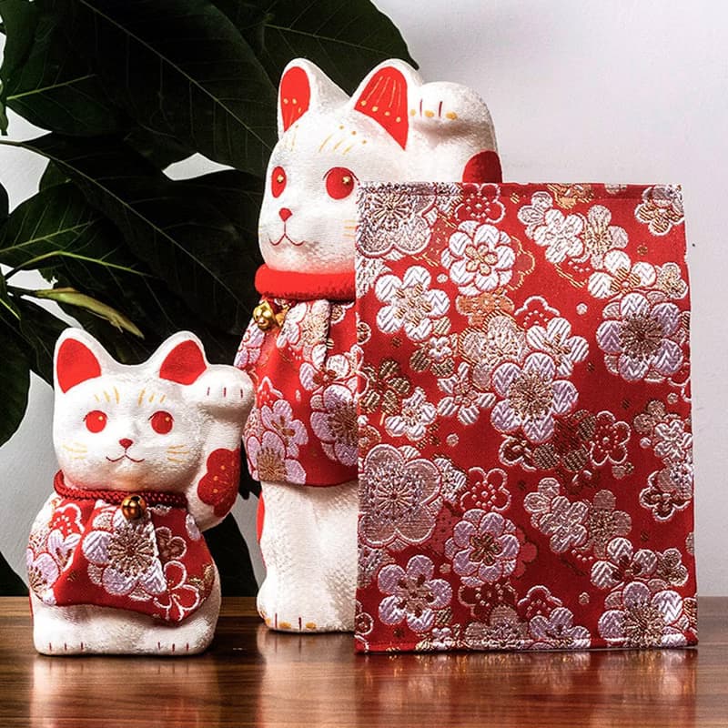 日本進口龍虎作招財貓絹布陶瓷生日禮物結婚開業創意擺件家居飾品