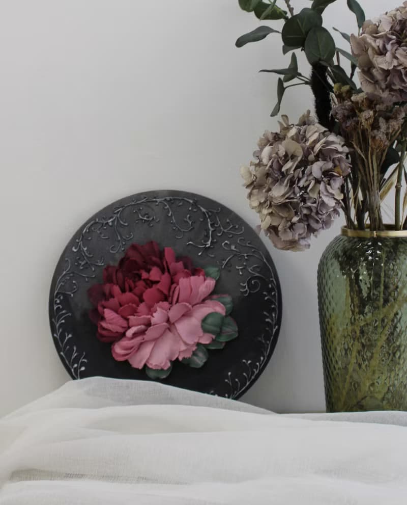 3d peony original floral painting, sculpture wall art, gift idea for her