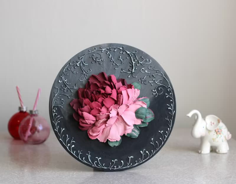 3d peony original floral painting, sculpture wall art, gift idea for her