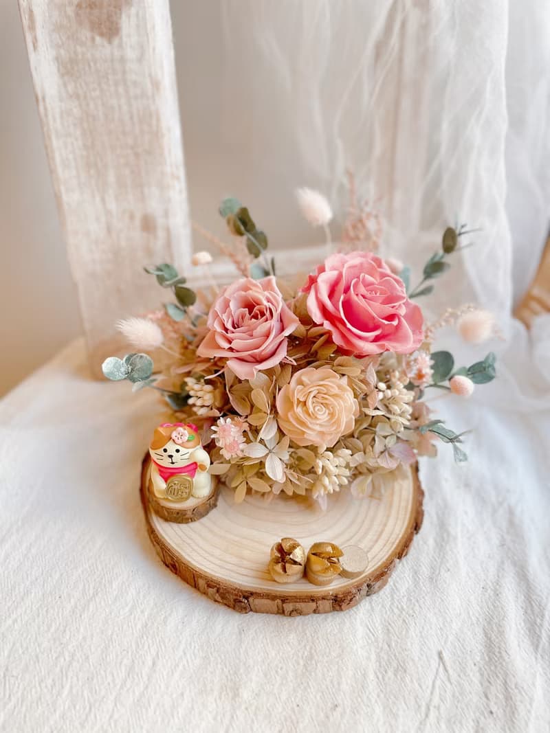 不凋花/永生花名片座 櫻花招財貓名片座  開幕禮物 開店禮