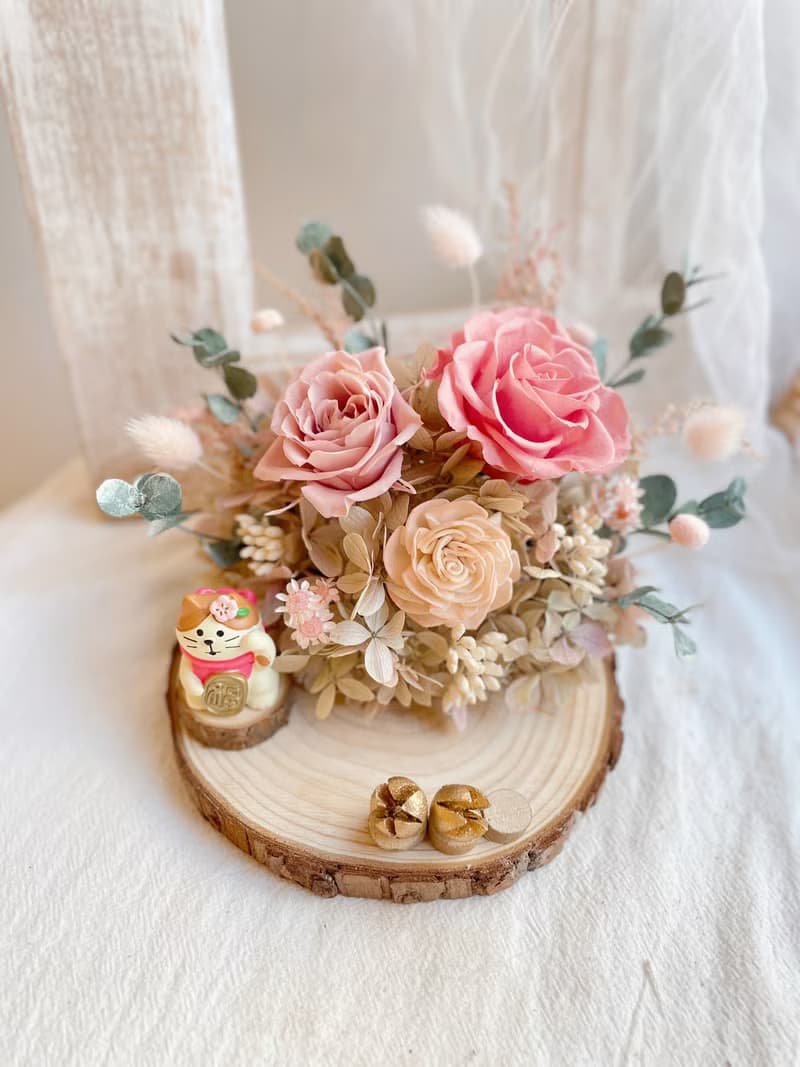 不凋花/永生花名片座 櫻花招財貓名片座  開幕禮物 開店禮