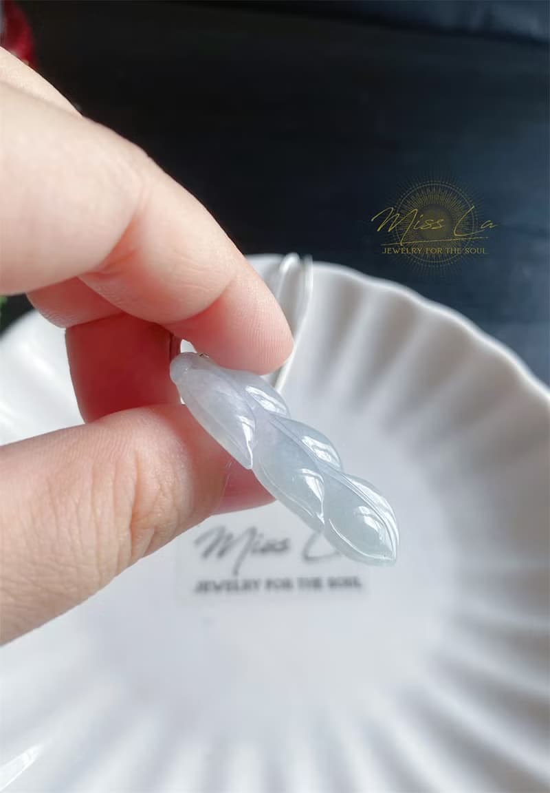 天然緬甸玉翡翠 冰淺綠底 葉子 金枝玉葉 項鍊 s925 玉石