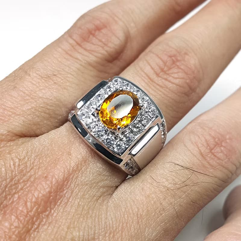 2.85 Natural citrine ring silver sterling 925 size 7.0 free resize