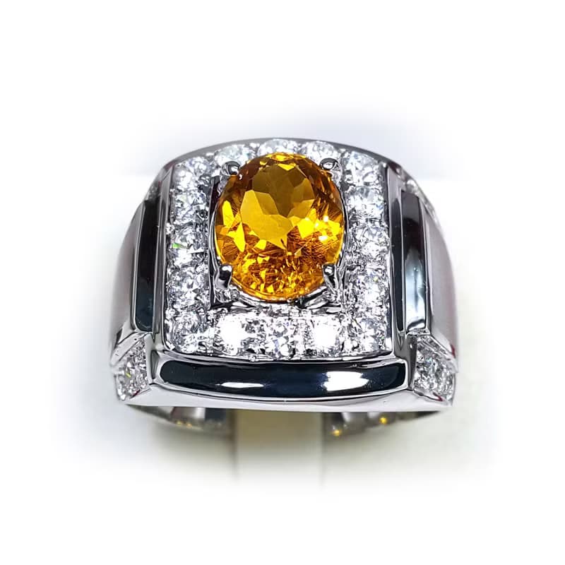 2.85 Natural citrine ring silver sterling 925 size 7.0 free resize