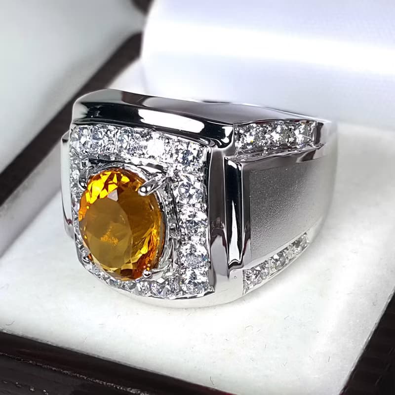 2.85 Natural citrine ring silver sterling 925 size 7.0 free resize