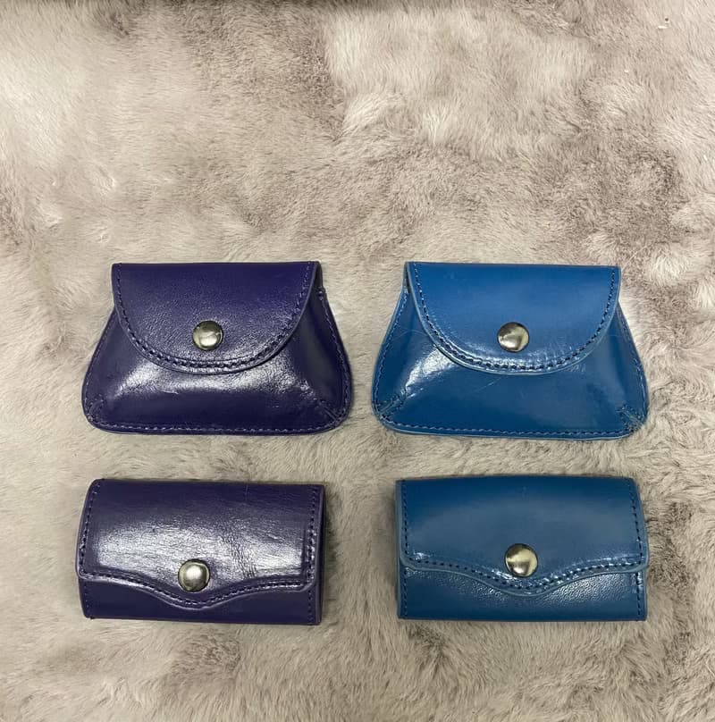 simple.man 真皮材料零錢包 鑰匙圈卡夾套裝 黑/紫/藍/啡