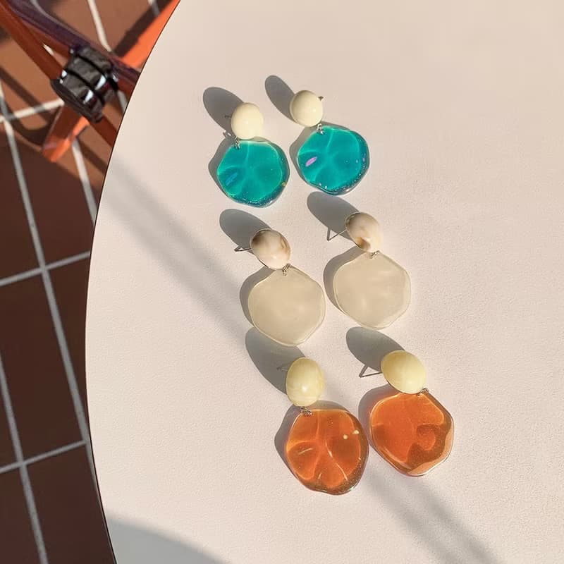 波浪光澤圓片耳環 Glossy wave Earrings