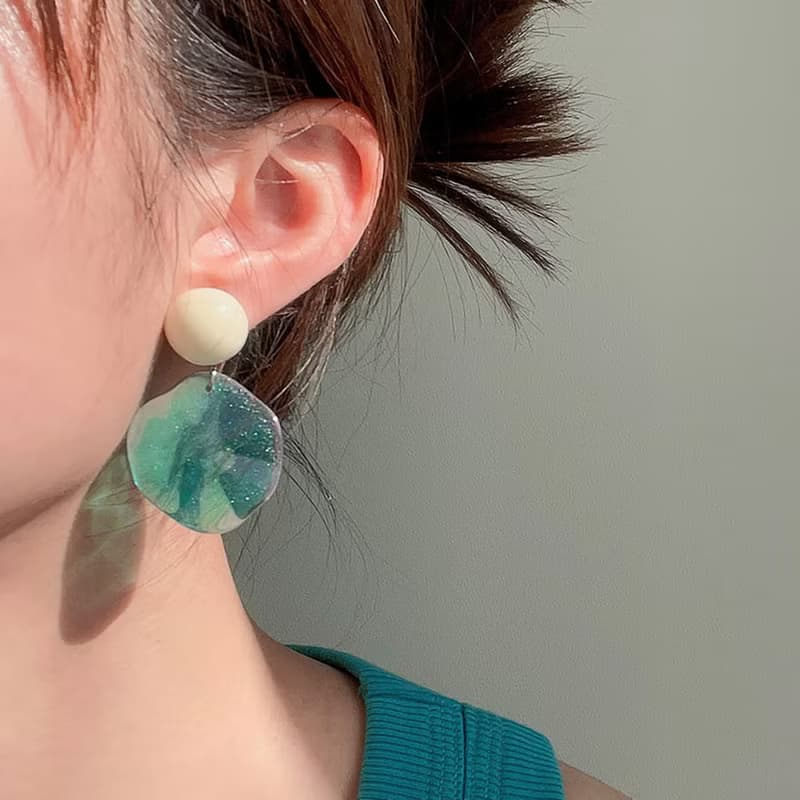 波浪光澤圓片耳環 Glossy wave Earrings
