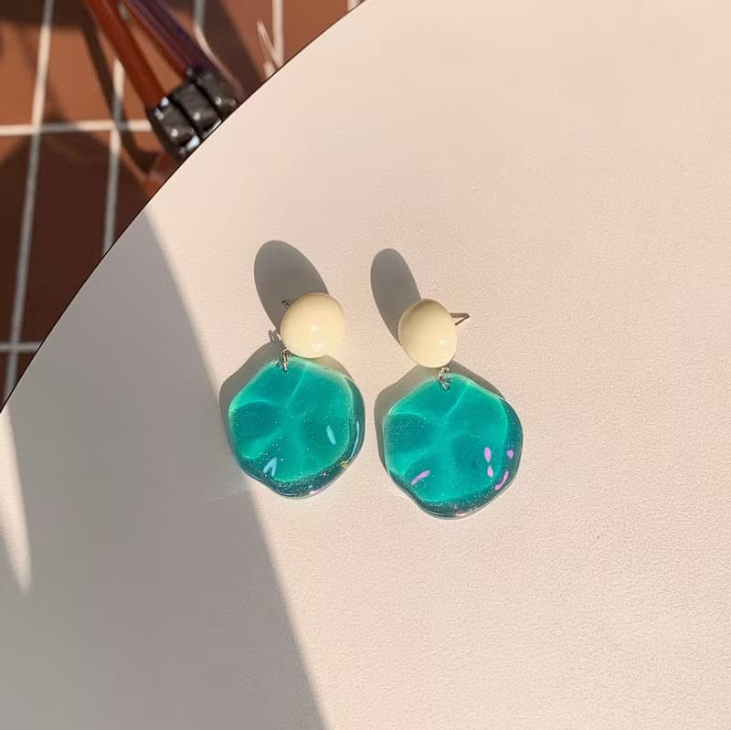 波浪光澤圓片耳環 Glossy wave Earrings