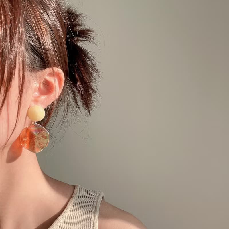 波浪光澤圓片耳環 Glossy wave Earrings