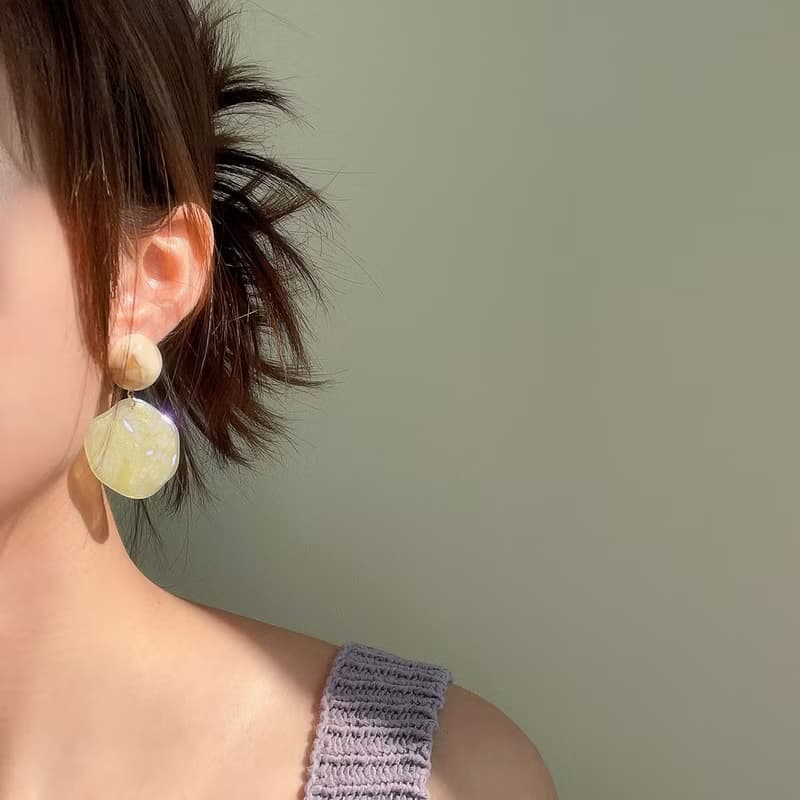 波浪光澤圓片耳環 Glossy wave Earrings