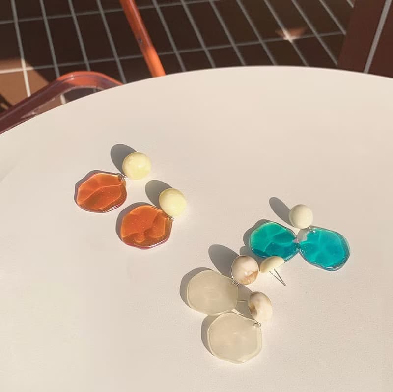 波浪光澤圓片耳環 Glossy wave Earrings