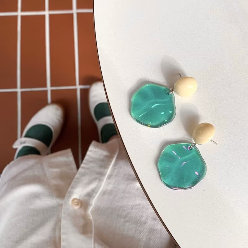 波浪光澤圓片耳環 Glossy wave Earrings