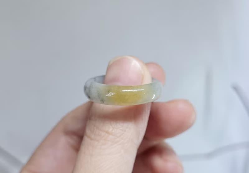 【親翠】天然翡翠 三花特殊款美手指鐲15號戒圈 畢業禮物
