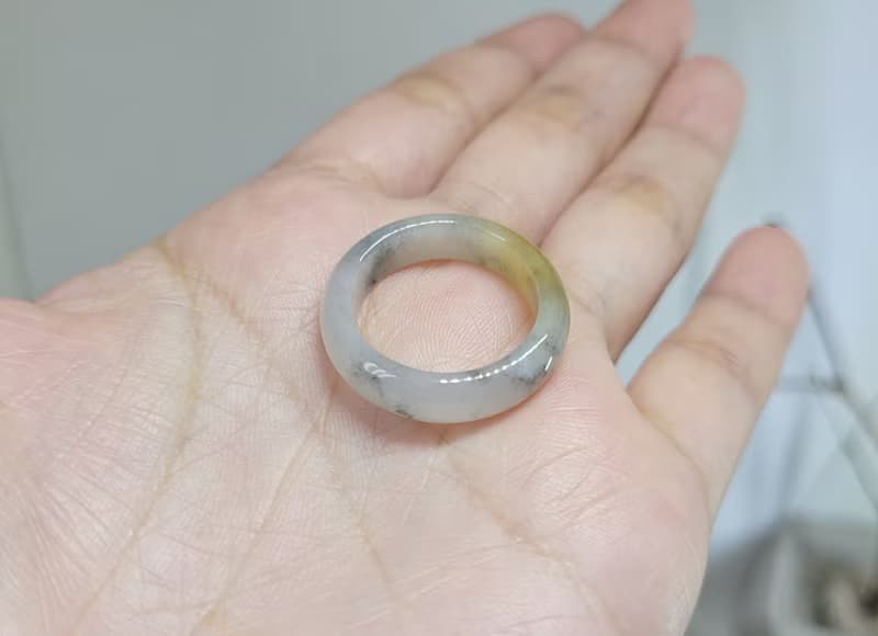 【親翠】天然翡翠 三花特殊款美手指鐲15號戒圈 畢業禮物