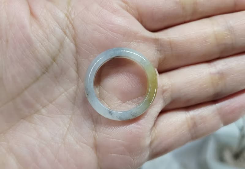 【親翠】天然翡翠 三花特殊款美手指鐲15號戒圈 畢業禮物