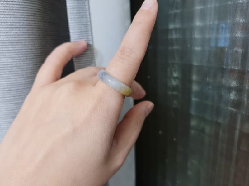 【親翠】天然翡翠 三花特殊款美手指鐲15號戒圈 畢業禮物