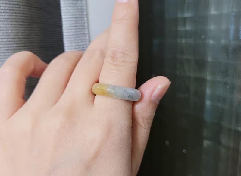 【親翠】天然翡翠 三花特殊款美手指鐲15號戒圈 畢業禮物