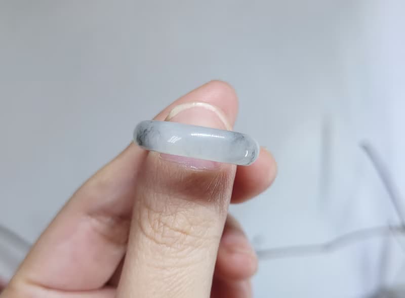 【親翠】天然翡翠 三花特殊款美手指鐲15號戒圈 畢業禮物