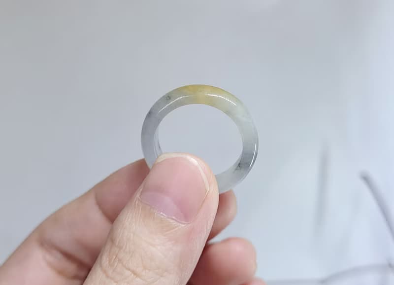 【親翠】天然翡翠 三花特殊款美手指鐲15號戒圈 畢業禮物