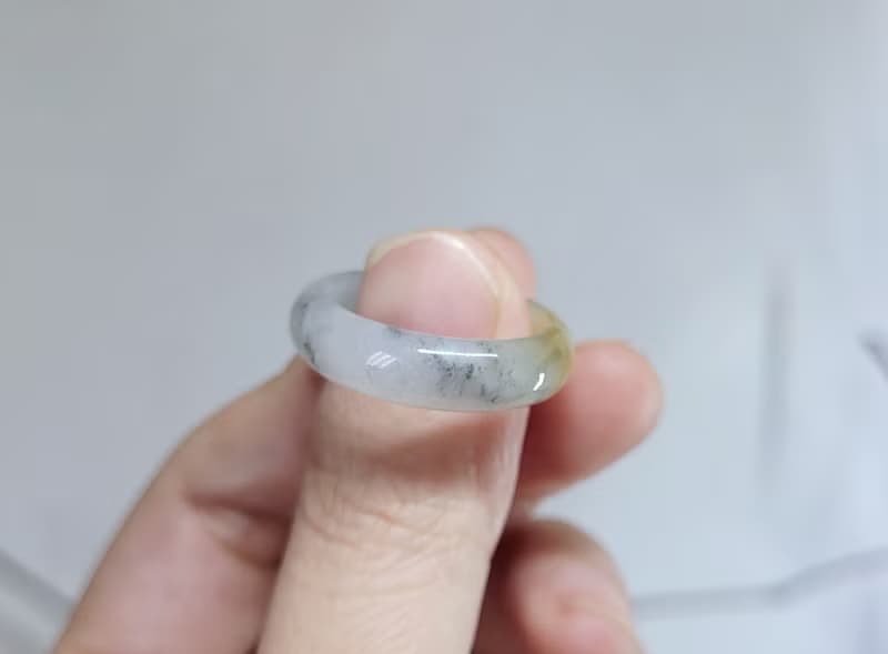 【親翠】天然翡翠 三花特殊款美手指鐲15號戒圈 畢業禮物