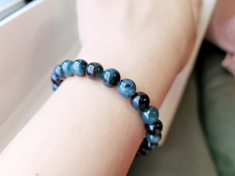 【純翠】天然翡翠 冰孔雀藍7.5mm純圓珠手鏈 | 玩家級 | 稀缺色