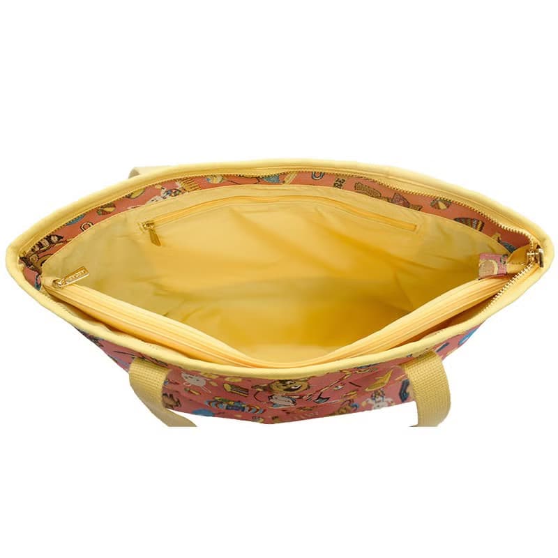 肩背托特包 大容量 / 防潑水 平織緹花 開心馬戲團(粉紅)