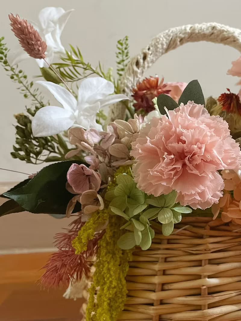 【永生花禮】杏桃色永生花籃/開幕花禮/升遷花禮/謝師花禮