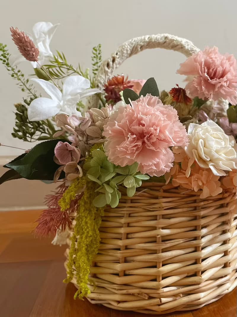 【永生花禮】杏桃色永生花籃/開幕花禮/升遷花禮/謝師花禮