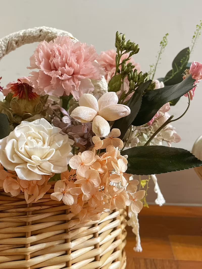 【永生花禮】杏桃色永生花籃/開幕花禮/升遷花禮/謝師花禮