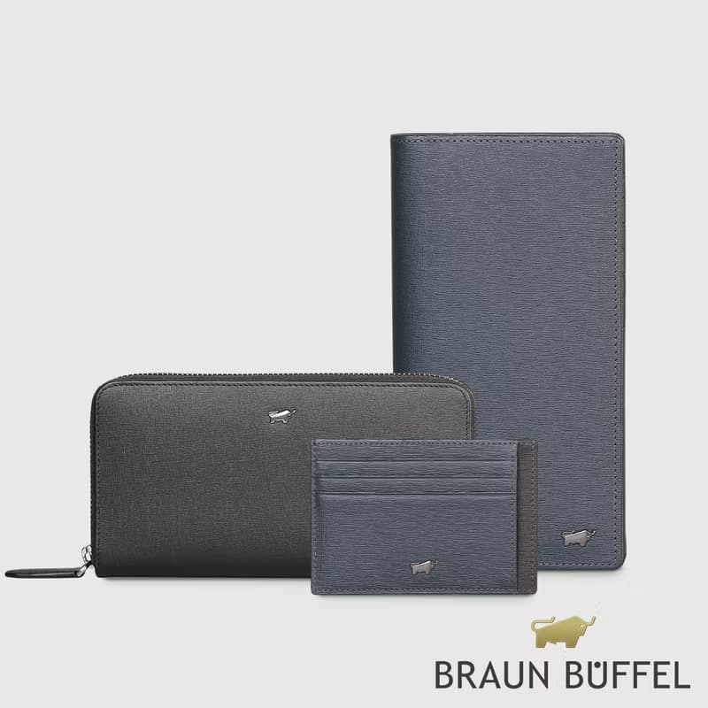 【免費升級送禮包裝】瓦拉頓-TW 14卡V型薄長夾-深藍/BF537-322