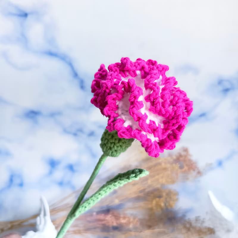 手工毛線單朵康乃馨花束 媽媽花束 交換禮物 生日禮物