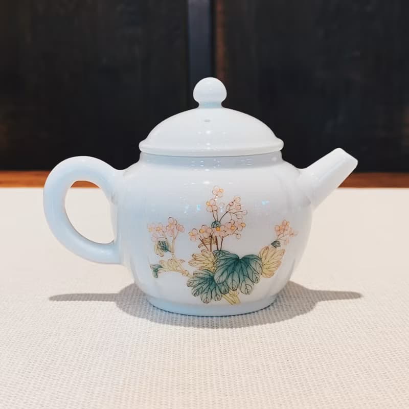 不言美器 釉中彩 四季豐收壺 佛手 芭蕉葉 海棠花 蝴蝶 蘭花