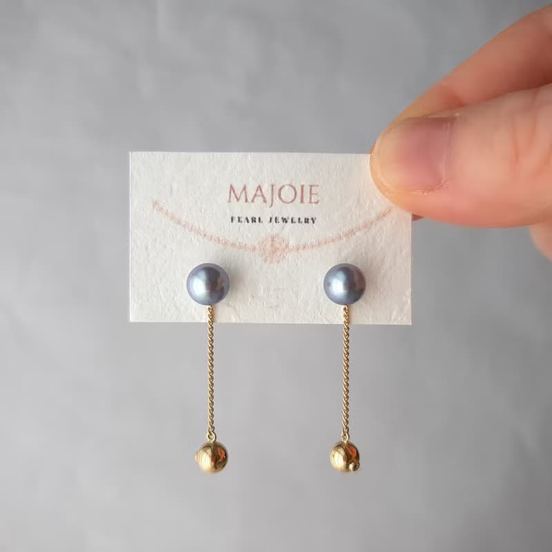 K18 デザインピアス グレー あこや真珠 パールピアス あこやパール 日本の真珠 pearl earrings 珍珠耳環 珍珠耳环 진주귀걸이