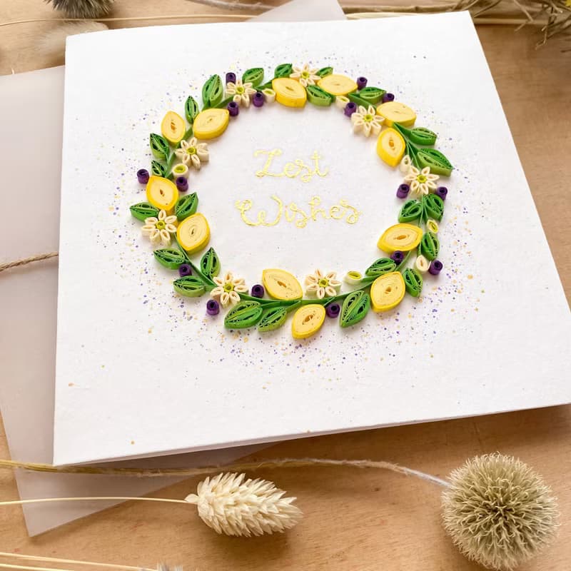 Greeting Card - Zest Wishes - Lemon-flower Wreath